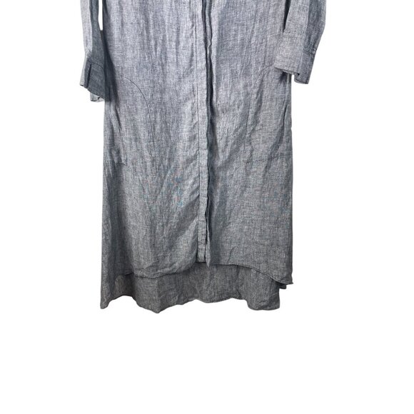 Saks Fifth Avenue Gray Linen Long Shirt Dress Pockets Midi M - Picture 3 of 10